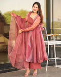 Elegant Salmon Shine” Premium Organza Gown Set
