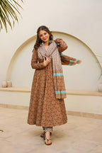 Premium Light Brown Designer Maslin Digital Print Anarkali Suit