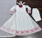 White Embroidered Festive Wear Anarkali Suit
