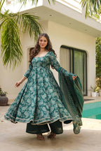 Premium Readymade Anarkali Suit Set with Digital Print & Embroidery