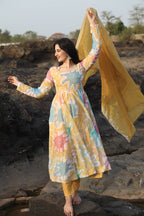 HANDPRINT PREMIUM READYMADE ANARKALI SUIT SET [3 PIS]