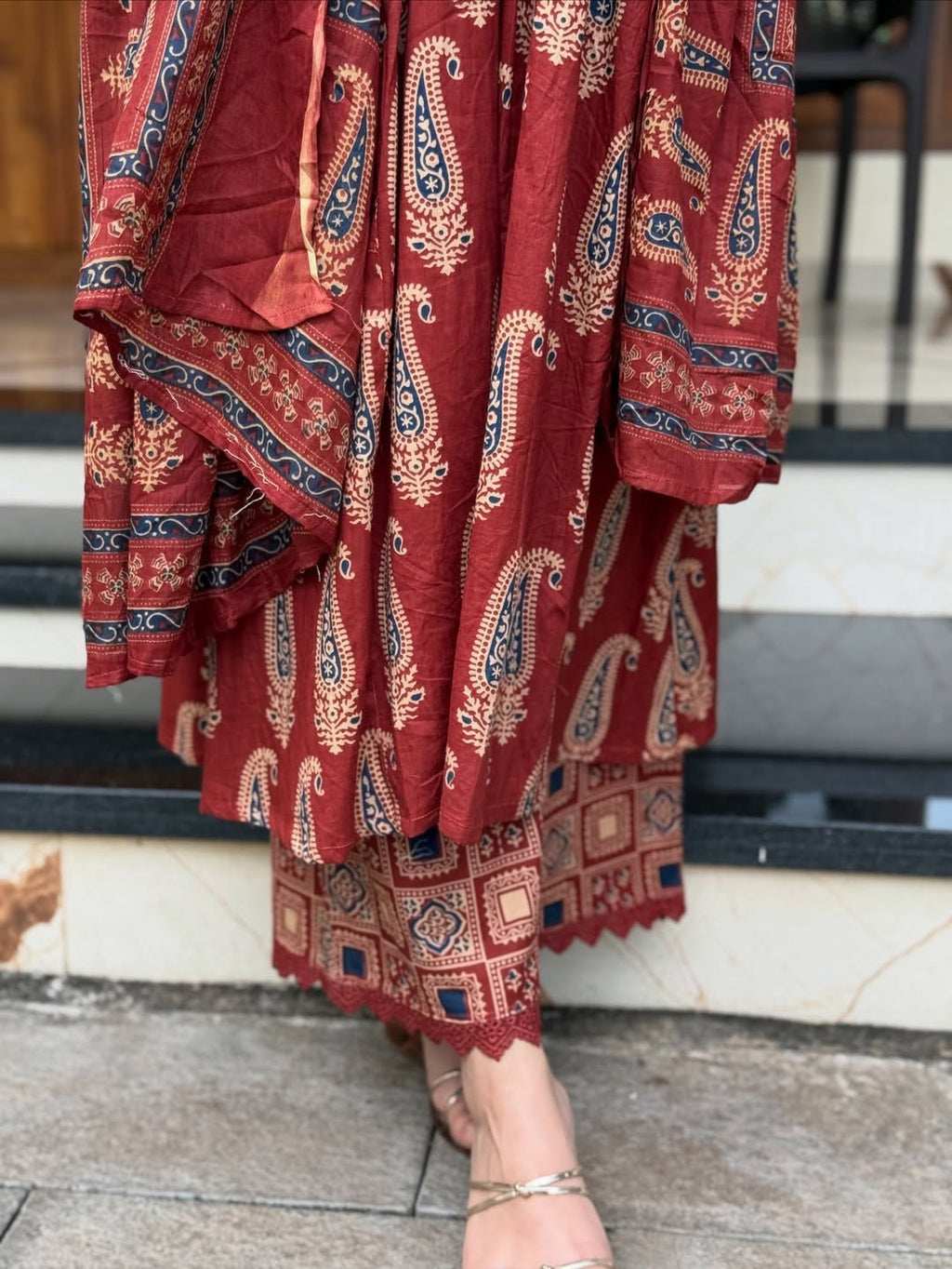 VERY BEAUTIFUL PURE COTTON AJARAKH SUIT SET