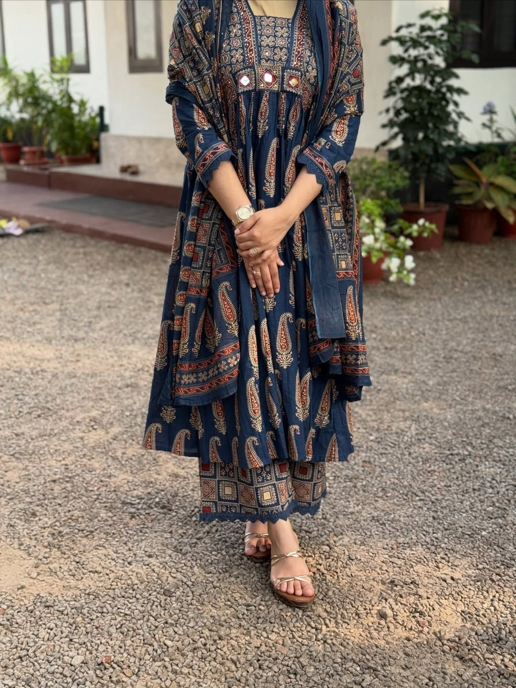 VERY BEAUTIFUL PURE COTTON AJARAKH SUIT SET