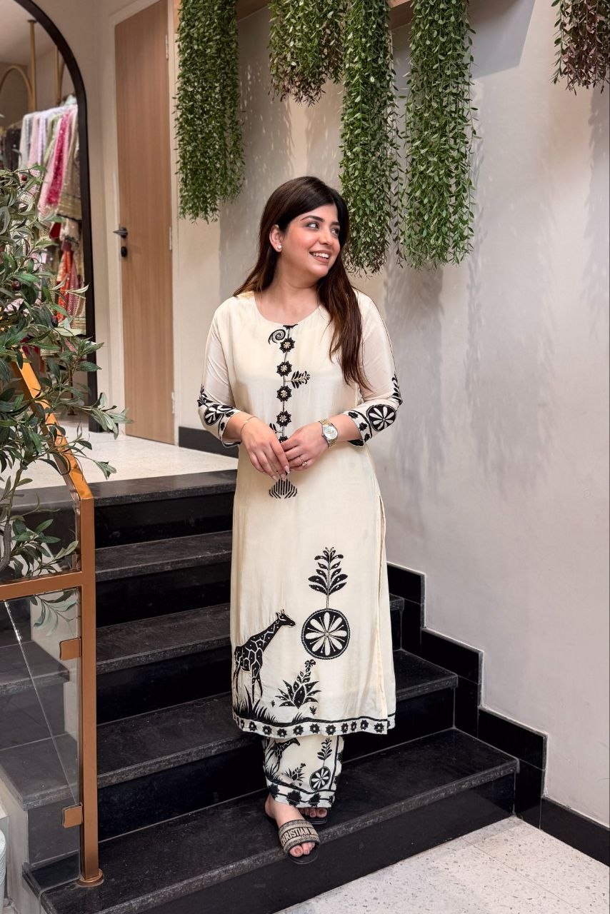 Premium Mulberry Silk Bagru Print Kurti Plazo Set