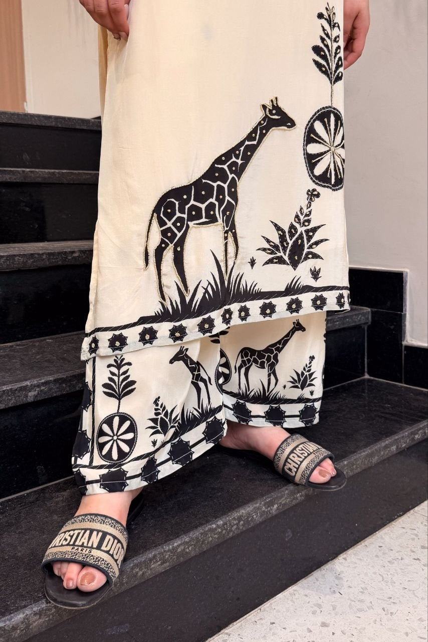 Premium Mulberry Silk Bagru Print Kurti Plazo Set