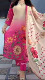 Elegant Floral Suit Set with Heavy Fancy Hand Work