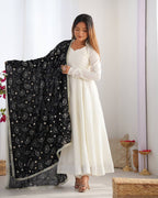 Designer Premium Vichitra Silk Anarkali Gown with Fancy Dupatta
