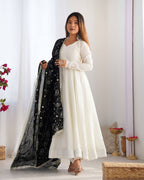 Designer Premium Vichitra Silk Anarkali Gown with Fancy Dupatta