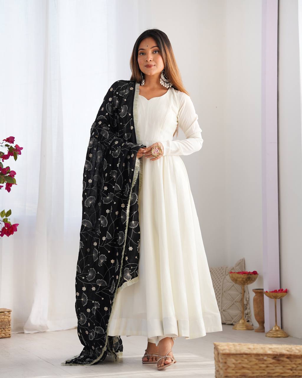 Designer Premium Vichitra Silk Anarkali Gown with Fancy Dupatta