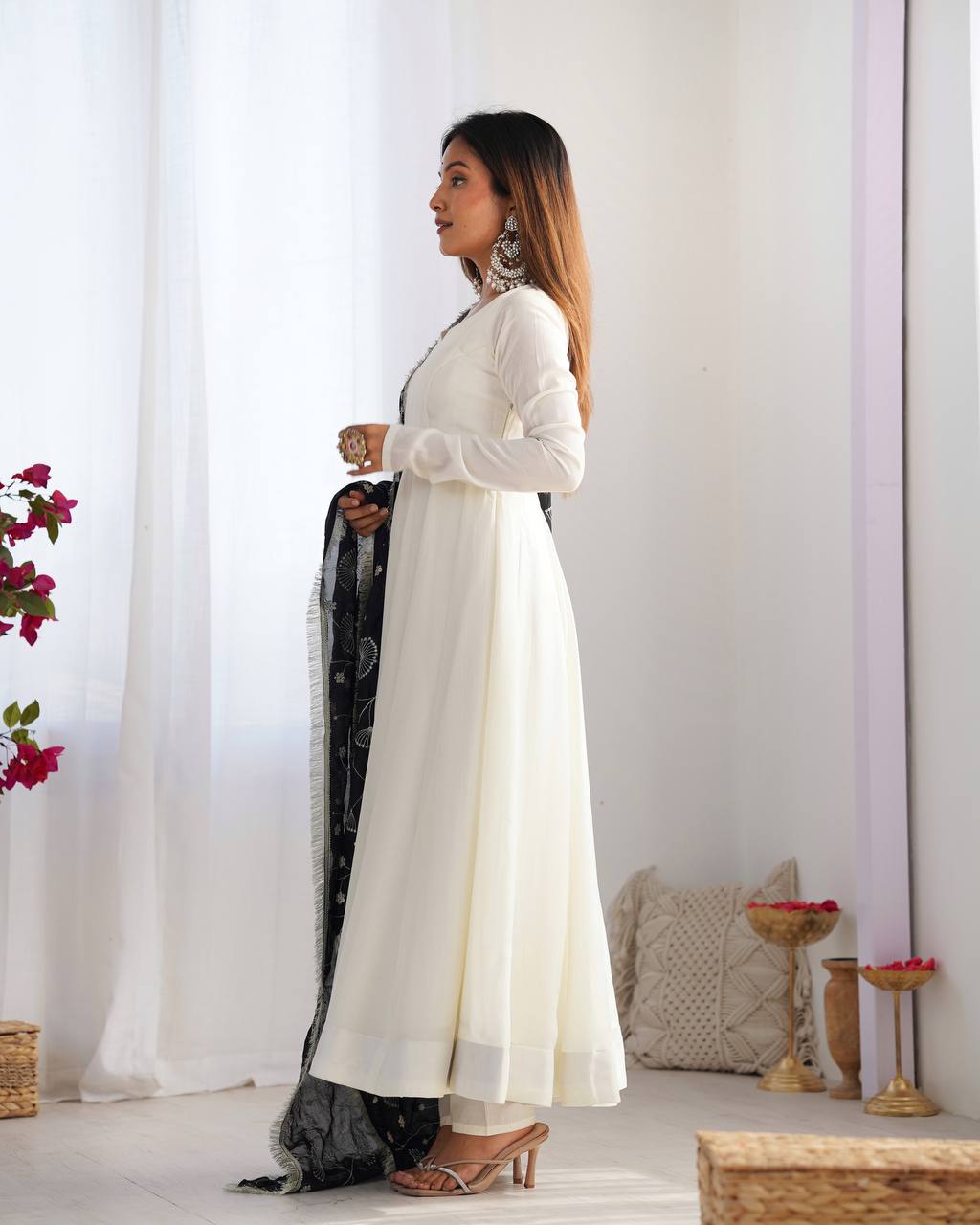 Designer Premium Vichitra Silk Anarkali Gown with Fancy Dupatta
