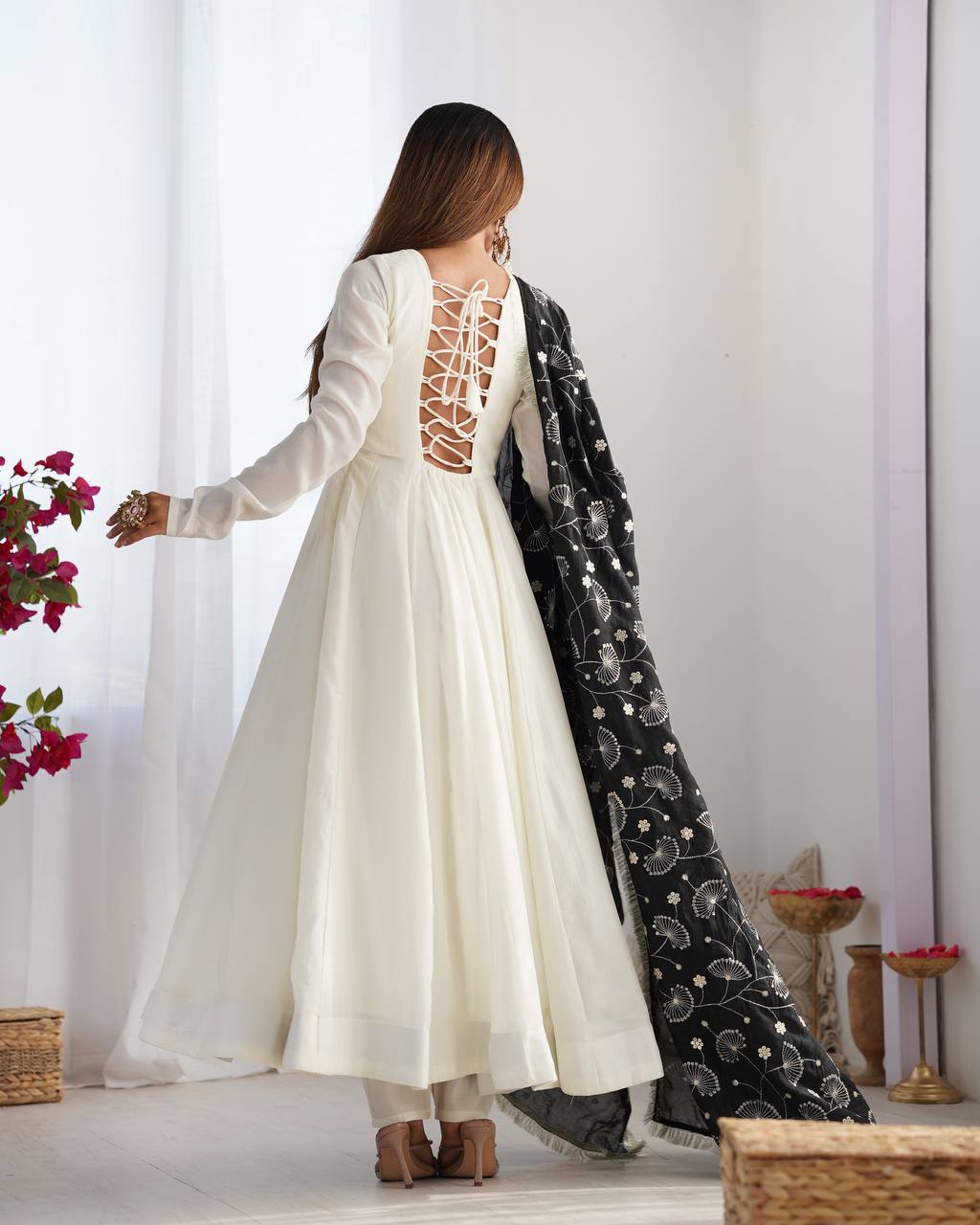 Designer Premium Vichitra Silk Anarkali Gown with Fancy Dupatta
