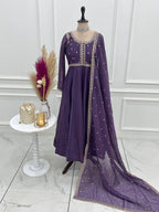 Premium Embroidery Crunchy Silk Anarkali Suit Set with Dupatta