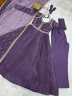 Premium Embroidery Crunchy Silk Anarkali Suit Set with Dupatta