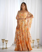 Premium Fox Georgette Printed Suit Set with Flowy Shrug