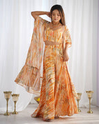Premium Fox Georgette Printed Suit Set with Flowy Shrug