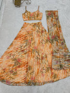 Premium Fox Georgette Printed Suit Set with Flowy Shrug