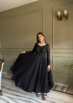 High-Volume Flared Chikankari Kurta with Statement Ruffled Dupatta