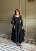 High-Volume Flared Chikankari Kurta with Statement Ruffled Dupatta