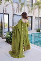 Olive Royale Anarkali Set with Embellished Dupatta