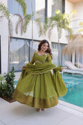 Olive Royale Anarkali Set with Embellished Dupatta