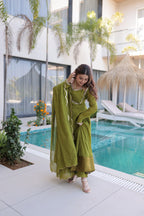 Olive Royale Anarkali Set with Embellished Dupatta
