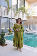 Olive Royale Anarkali Set with Embellished Dupatta