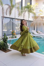 Olive Royale Anarkali Set with Embellished Dupatta