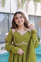 Olive Royale Anarkali Set with Embellished Dupatta