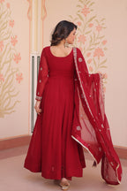 Royal Maroon Ethnic Gown with Designer Dupatta