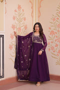 Royal Purple Anarkali Gown with Designer Dupatta