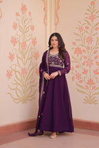 Royal Purple Anarkali Gown with Designer Dupatta
