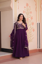 Royal Purple Anarkali Gown with Designer Dupatta