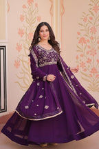 Royal Purple Anarkali Gown with Designer Dupatta