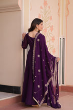 Royal Purple Anarkali Gown with Designer Dupatta