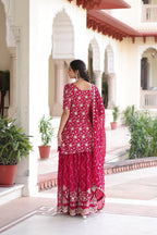 Elegant rani pink embroidered sharara set