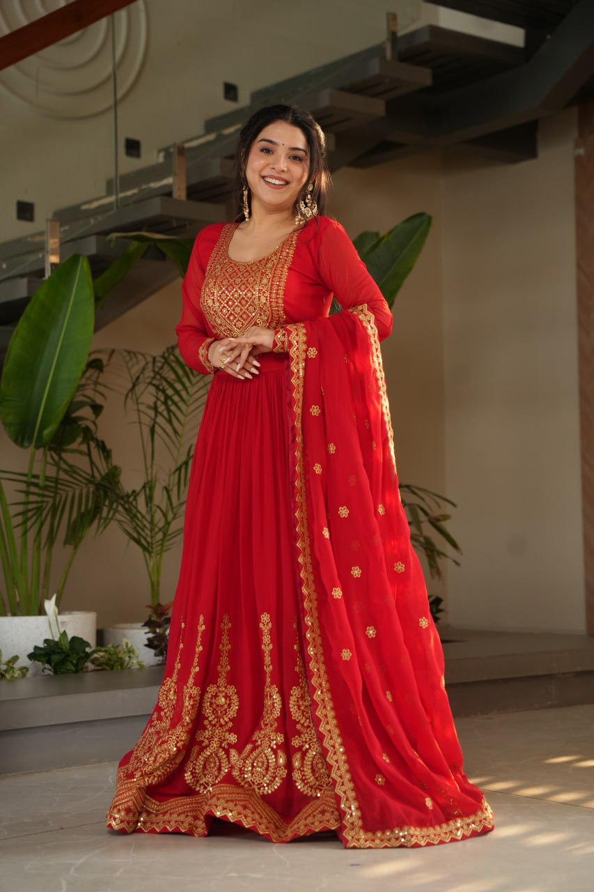 Premium Red Anarkali Dress with Elegant Dupatta