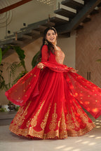 Premium Red Anarkali Dress with Elegant Dupatta