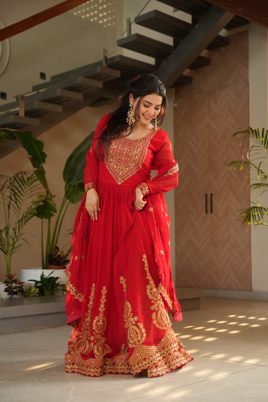Premium Red Anarkali Dress with Elegant Dupatta
