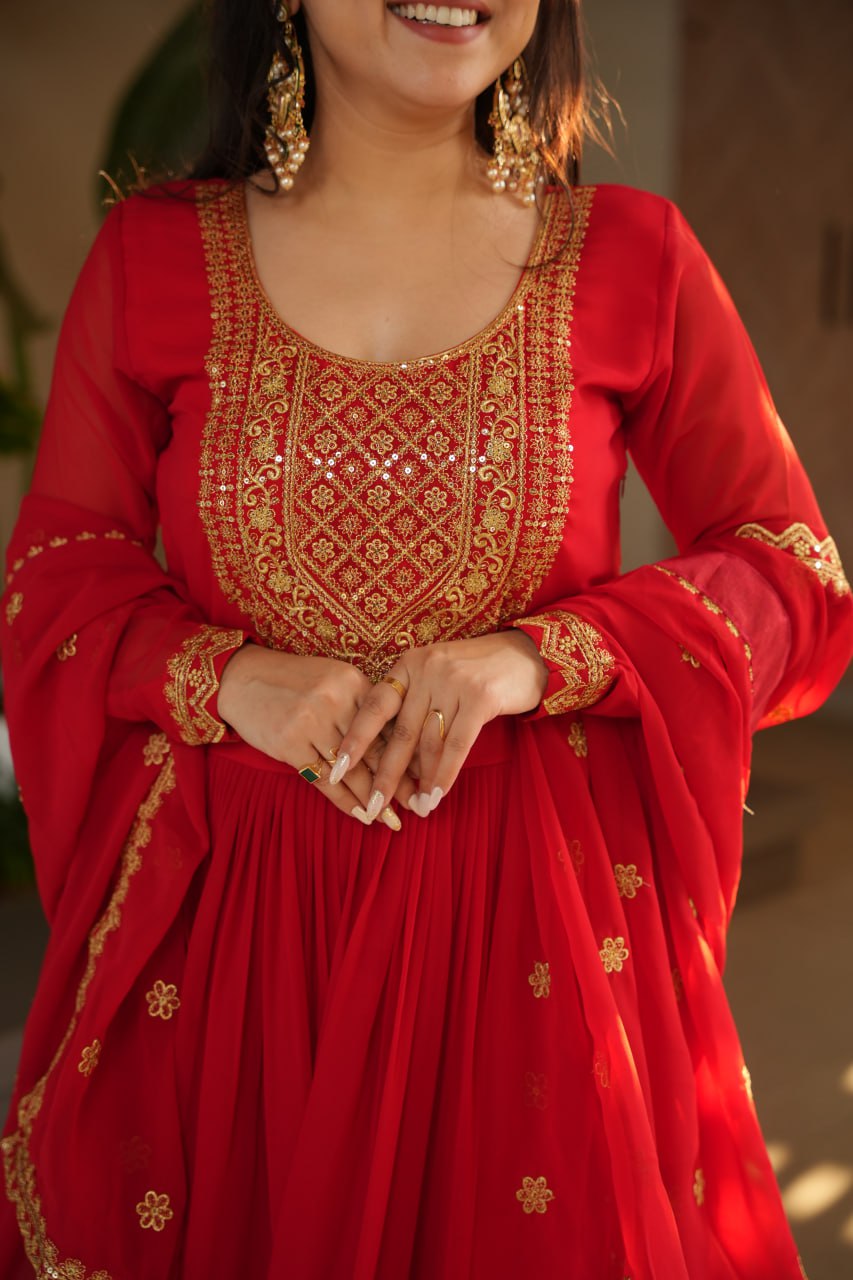 Premium Red Anarkali Dress with Elegant Dupatta