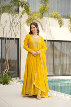 Women’s Designer Yellow Anarkali Dress with Dupatta