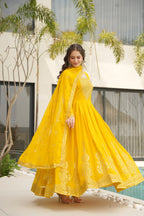 Women’s Designer Yellow Anarkali Dress with Dupatta
