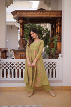 Elegant olive green ethnic kurta set