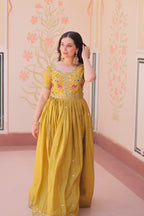 Elegant Mustard Yellow Ethnic Gown for Women