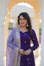 Royal Purple Anarkali Set with Embroidered Dupatta