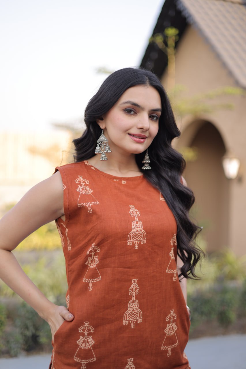 Women Ethnic Printed Cotton Kurta Set