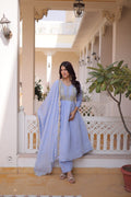 Lavender Anarkali Kurta Set with Dupatta for Women