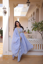 Lavender Anarkali Kurta Set with Dupatta for Women