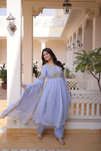 Lavender Anarkali Kurta Set with Dupatta for Women
