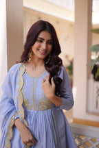 Lavender Anarkali Kurta Set with Dupatta for Women