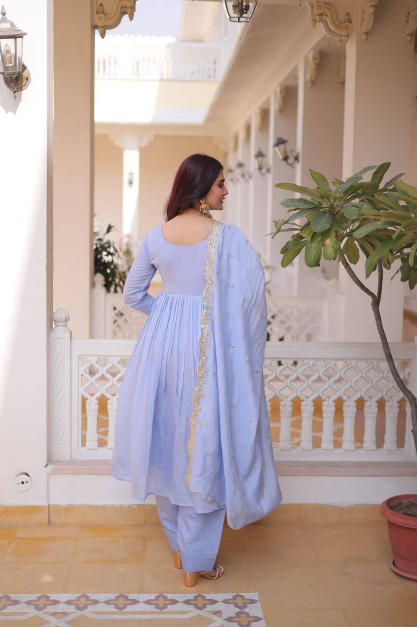 Lavender Anarkali Kurta Set with Dupatta for Women